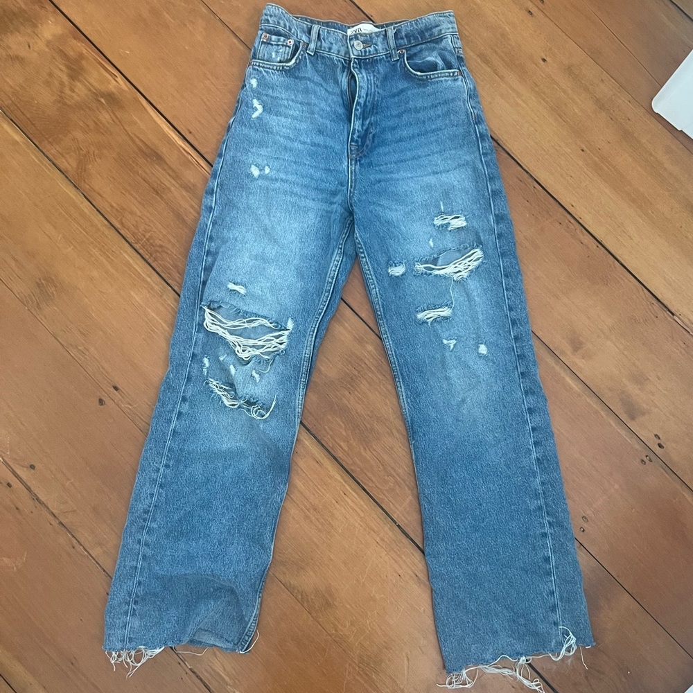 Zara size 2 ripped 90s full length jeans